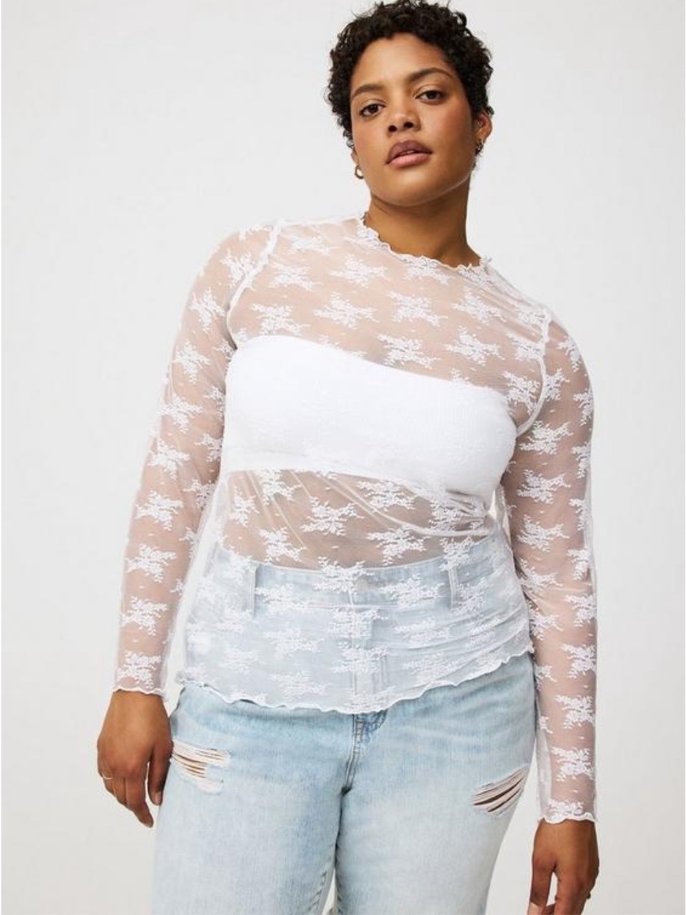 Torrid Sheer Lace High Neck Top